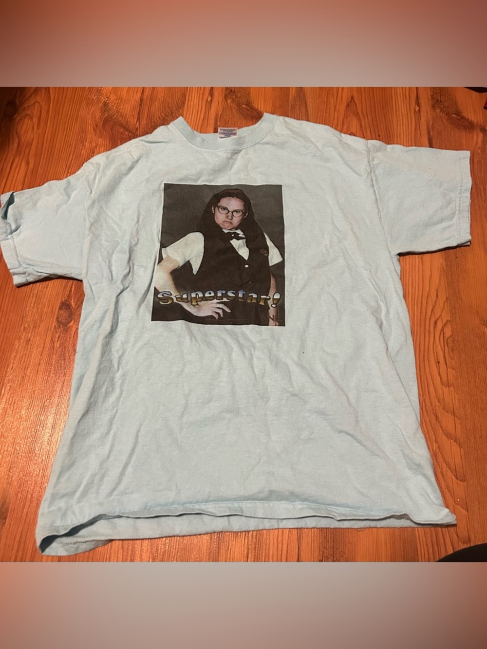 Gildan Light Blue Short Sleeve Tee with 'Superstar' Photo Graphic